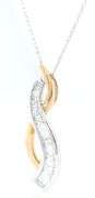 10kt White gold 0.50ctw baguette two tone bar pendant on chain