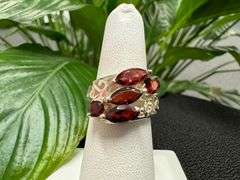 Sterling Silver Natural Gemstone Garnet Ring Size 6