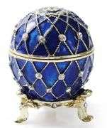 Hand-Painted Enamel Fabergé Egg Style Trinket Box – Vintage Jewelry Keepsake Case