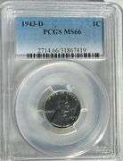 1943 D Steel Cent PCGS MS 66