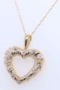 14kt Yellow Gold Diamond Heart Shaped Pendant on Chain