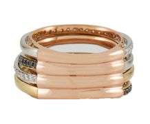 1.13ctw White and Black Diamond Multi Row Tri Color Band Ring in 18K