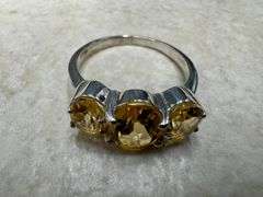 Sterling Silver 925 Citrine Natural Gemstone Ring Size 8