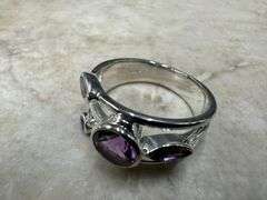 Sterling Silver Natural Gemstone Amethyst Ring Size 5