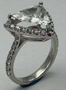 14K White Gold Trillion Cut Diamond Ring of 2.88ct
