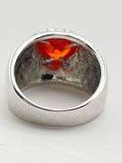 925 Sterling Silver Heart Shape Mandarin Garnet Surrounding With Full CZ Ring.