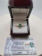 Very fine one Emerald ring in silver 14k gold plated with diamond accent