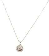 Attractive 14K WG Diamond Halo Earring & Pendant Suite