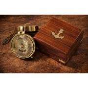 Brass Pocket Navigation Calendar Compass with Chain