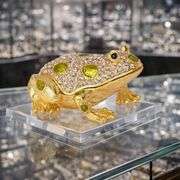 Jeweled Frog Trinket Box with Hinged Lid