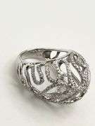925 Sterling Silver Open Work Crystal pave Wave Scroll Motifs Ring