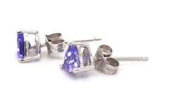 14kt White gold Tanzanite Trillion stud earrings