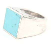 925 Sterling silver Pianegonda square turquoise signed ring