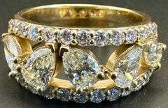 14K Yellow Gold Pear Cut Diamond Ring of 2.55 CTW