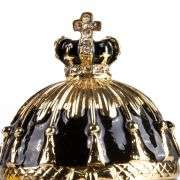 3" Ribbed Black & Gold Fabergé Egg Replica Jewelry Box – Easter Gift, Collectible Russian Egg