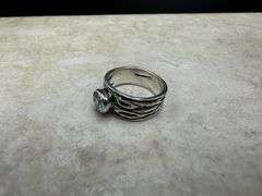 Sterling Silver Natural Gemstone Blue Topaz Ring Size 6