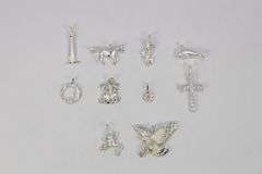 Sterling Silver Vintage Pendant Assortment Various Sizes & Styles (10 Pendant Lot)