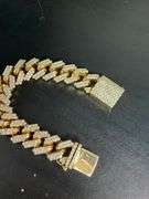 MEN'S 14K YELLOW GOLD AND DIAMOND CUBAN LINK BRACELET. CERTIFIED. OVER 135 GRAMS.