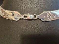 Huge 129.4 Gram .925 Sterling Silver Plate Herringbone Necklace