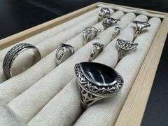 Sterling Silver Curated Ring Assortment Various Sizes & Styles (10 Ring Lot)