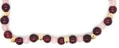 Rose quartz and gold beaded bracelet in yellow gold
