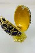 4.5” Purple Fabergé-Style Egg Replica Trinket Box with Nested Crown | Handmade Enamel & Crystal Coll