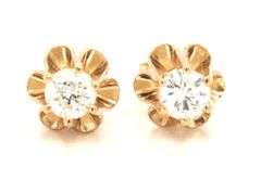 14kt Yellow gold 0.48ctw round brilliant cut stud earrings