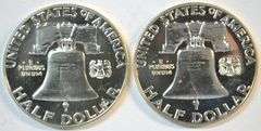 Gem Proof 1957 and 1958 Franklin Half Dollars