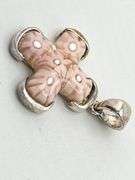 925 sterling Silver Set Of Vintage Alan K Millefiori Of Venice Murano Glass Cross Pendant