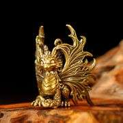 Solid Brass Sitting Dragon Collectible