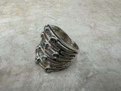 Sterling Silver 925 Natural Gemstone Blue Topaz Cocktail Ring Size 6.5