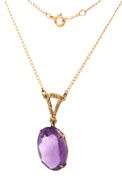 Stunning 14K YG Necklace Featuring an Amethyst Centerpiece