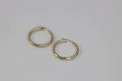 10k Yellow Gold Fancy Diamond Cut Hoop Earrings 30mm