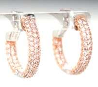 14kt Yellow gold 1ctw pave diamond in and out hoop earrings