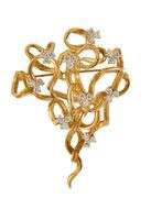Vintage 0.80ctw Diamond Freeform French Pendant Brooch in 18kt
