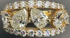 14K Yellow Gold Pear Cut Diamond Ring of 2.55 CTW