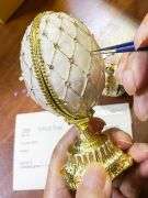 Beige Fabergé-Style Imperial Trinket Egg