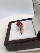 Very fine one Ruby 2.08 CW ring in silver 14k gold plated