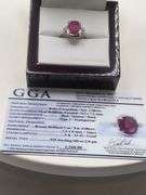 Very fine one Ruby 2.50 CW ring in silver with diamond accent