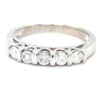 14kt White gold 0.35ctw 5 stone diamond band