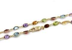 18kt Yellow gold multi stone bezel set necklace