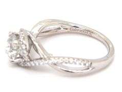 Gabriel & Co 14kt White gold round brilliant cut and halo infinity ring