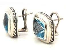 David Yurman Cable classic blue topaz omega earrings