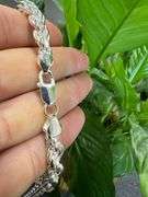 Sterling Silver Heavy Diamond-Cut Rope Chain 7mm Solid 925 Italy New Men's Necklace 24"