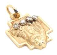 Tasteful 14k YG Religious Pendant with Diamonds