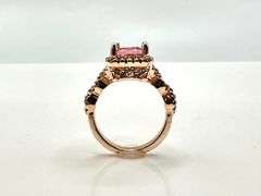 14 Kt Rose Gold Plated Radiant Cut Pink Simulated Diamond Ring