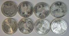 Lot of 8 Assorted 1972 BU Germany Olympic SILVER 10 Marks