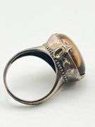 925 Sterling Silver Oval Shape Tiger Eye Ring