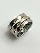 14KT White Gold Attached Eternity Band Set In Ruby, Emerald And Diamond Ring