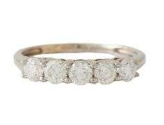 1.00ctw Round Diamond Five Stone Wedding Band Ring in 14K